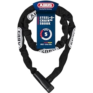 ABUS Kettenschloss Steel-O-Chain 5805K – Fahrradschloss aus Stahl – ABUS-Sicherheitslevel 5 – 110 cm – Schwarz