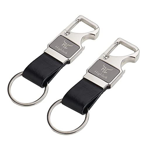 Image of Heavy Duty Metal Carabiner Keychain with Leather Strap for Men & Women | Premium Belt Clip Key Holder | Secure Spring Lock Key Ring for Car, Bike & Office Keys