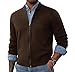 PJ PAUL JONES Mens Cardigan Sweater Full Zip Stand Collar Knit Sweaters Fall Winter Fashion Cardigans Brown XXL