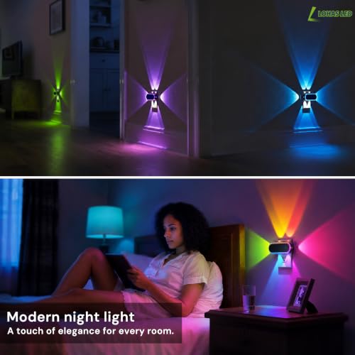 Image of L LOHAS LED Night Lights Plug into Wall 2-Pack, Plug in Night Light | 180 Rotatable Plug, Dusk to Dawn, RGB Dimmable Nightlight for Bathroom Hallway