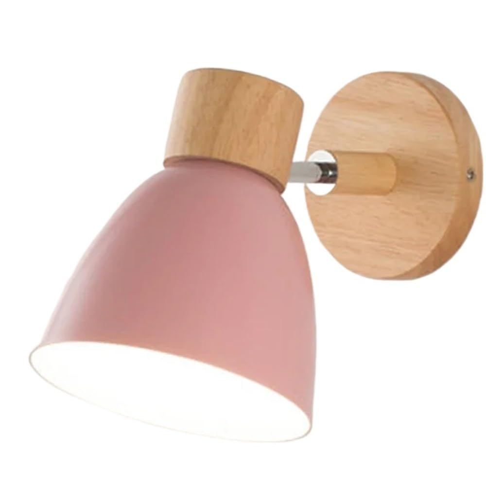 Lámpara de pared E27 rosa con cabezal orientable para lectura en el dormitorio