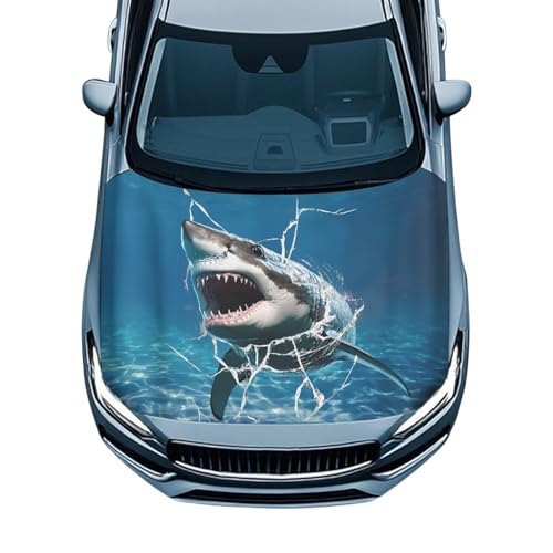 Image of Cute Shark Hood Cover for Truck Stretchable Engine Cover Can be Washed Hood Wraps Universal for Cars