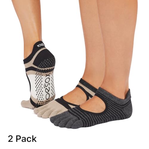 Toesox Women's Bellarina Full Toe Grip Socks - Multi Pack Non-Slip Pilates Yoga Barre Socks2