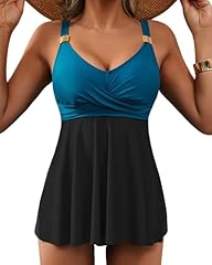 Peacock Blue and Black Tankini Sets