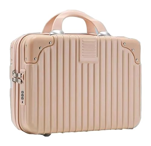 BINWAN Suitcase Valigia combinata, piccola custodia da trucco con serratura, bagaglio a mano di grande capacità, custodia da viaggio for documenti d'imbarco (Color : Pink, Size : 14in)