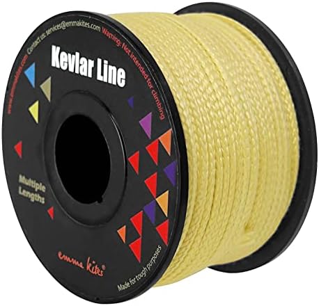 emma kites 100% Kevlar Braided String Utility Cord 50Ft 2000Lb High Strength, Abrasion/Flame Resistant, Tactical Survival Fishing Assist Cord Model Rocket Paracord Trip Line Kite Camping Cordage