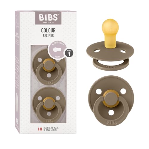 Image of Bibs Pacifiers Color Collection, Set of 2 BPA-Free Latex Pacifiers Made in Europe, Round Nipple Baby Pacifier.