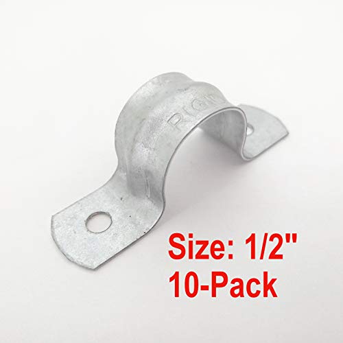 Rigid Pipe Strap Clamp Hanger, 2 Holes, Galvanized Or Pvc Pipes, Imc Conduit (10, 1/2 Inch) #TOP4