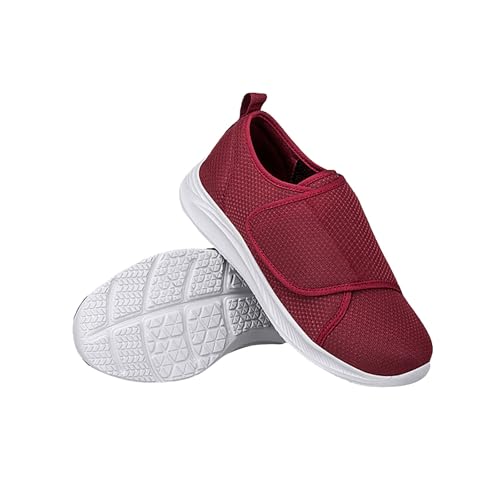 Zapatillas antideslizantes para hombre, ligeras, de malla, transpirables, ajustables, de tela, suaves, antideslizantes, cómodas, para caminar, Vino, 43 EU
