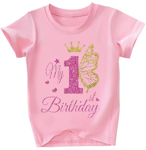 Toddler Girls First Birthday Shirts for Girls One Years Old Outfit for Party Tshirt