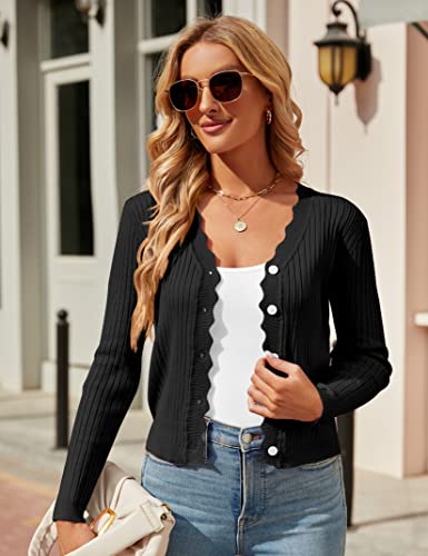 Image of Womens Cropped Cardigan Knit Shrugs for Dresses Tops V Neck Button Down Cardigans Sweaters