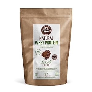 Natural Whey Protein – Smooth Cacao (Bio Wei Eiwitten) – 76% Eiwit, 500gram, van Gras Gevoerde Koeien, zonder Toevoegingen