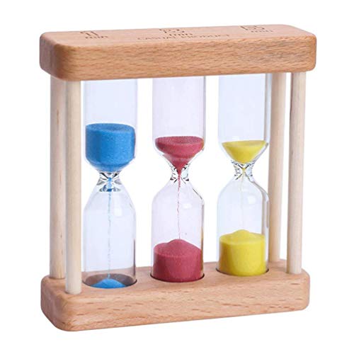 Lioobo - Reloj de arena de tres colores, arena 1/3/5 minutos, reloj de cristal, temporizador de t para la oficina del restaurante de casa