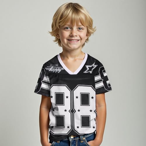 Image of Girls Boy Jersey Shirt Kids Y2k Baggy Tshirt 88 Graphic Tees | Size 6-11 Years V Neck Sports Team Outfit, Football Season Shirts, Oversized Short Sleeve Summer Tee Top