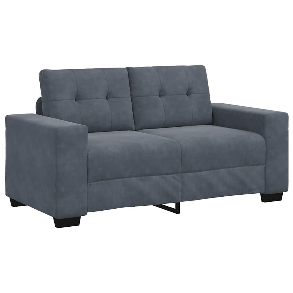 Juego de sofá de 2 piezas con cojines de terciopelo gris oscuro, cómodo mueble tapizado para sala de estar, habitación de invitados y oficina, con marco de madera y metal resistente, ideal