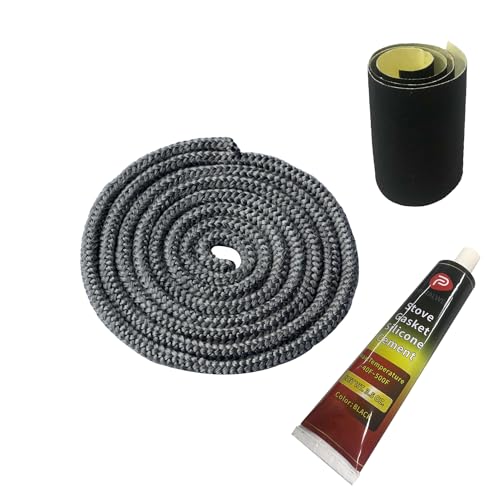 Joint de poêle à bois, kit de joint de porte de poêle à bois 6 mm, joint en fibre de verre résistant aux hautes températures, corde de remplacement pour poêle ou cheminée, longueur 1,8 m