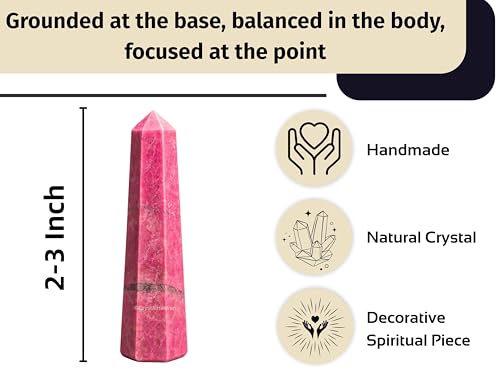 Image of Crystal Heaven Certified Thulite Tower Obelisk Point For Chakra, Healing And Balancing - Aaa Grade Original Certified Gemstone Agate For Reiki Meditation Yoga Spiritual (2-3 Inches)