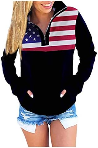 Casual Shirts Lace Blouses Sweatshirts Women Pullover Mens Graphic Tank Tops Sun Shirt Tunic Blouses Womens Cropped Sweatshirt Half Zip Pullover Women Flutter Sleeve Tops American Flag(Black,M)