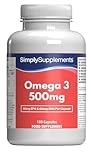 Omega-3 Kapseln 500mg | Gesundheitsunterstützung für Herz, Gehirn & Augen | Molekular destilliertes Fischöl | 180 Softgel-Kapseln | GMP-zertifiziert & Hergestellt in Großbritannien