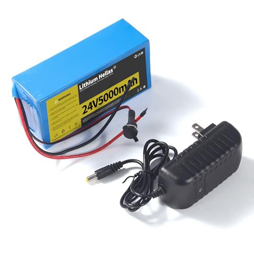 24V 5Ah Lithium Battery with 29.4V 1A Charger, 24 Volt Rechargeable Battery for DIY Projects