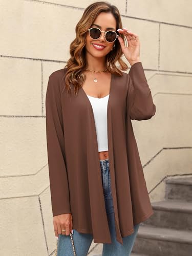 Image of Women's Lightweight Open Front Cardigans Casual Soft Drape Spring Summer Fall Cardigan S-3XL