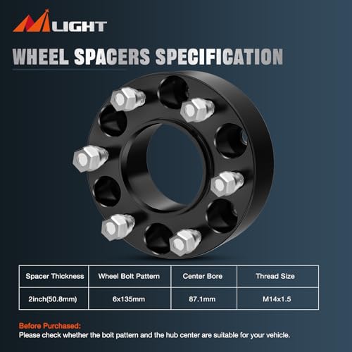 Image of Nilight F150 Wheel Spacers 6x135 for 2015-2022 Ford F150, 4PCS