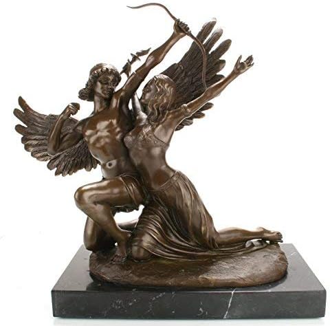 Solid Bronze Statue of Zephyrus & Psyche signed Cesaro