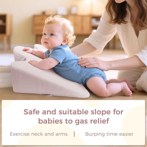 Image of EKEPE Nursing Reflux Prop for Baby Gas, Colic Relief & Burp, Tummy Time Mat for Feeding, Neck, Shoulder and Body Support, Activity Support for Newborns and Infant 0-12 Months - Pink