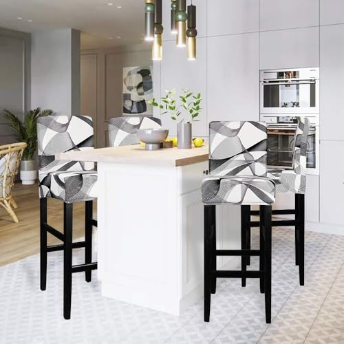 Image of Lellen Bar Stool Chair Covers Set of 2，Jacquard Bar Stool Cover Barstool Covers Slipcovers Stretch Bar Stool Covers with Backs Bar Stool Protector Covers for Kitchen Dining Room Counter Island