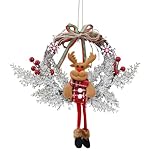HQRKOTM Couronne de Noël 35CM Artificielle avec Cloche, Père Noël et Décorations pour Cheminée, Porte et Sapin