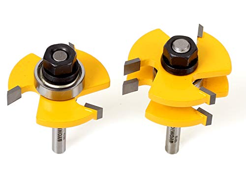 Yonico 15221Q Tongue And Groove Router Bits Set Up To 3/4-Inch Stock 1/2 Inch Cutting Depth 2 Bit Set 1/4-Inch Shank For Edge-To-Edge Hardwood Flooring, Paneling, Cabinet Door, Plywood Sheathing 15221Q thumb #4