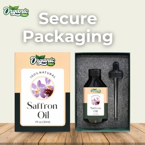 Image of Organic Zing Saffron Oil 30 ml (1.01 fl oz) - Genuine Crocus sativus Infused Carrier Oil for Brightening Facial Formulations, Skin Care & Hair Treatments