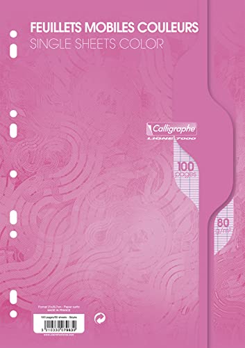 Calligraphe 7963C Un Paquet de Feuillets Mobiles Perforés Roses sous Film (une Marque de...
