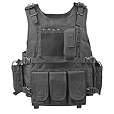 PARTNERJOY Tactical Vest, Lightweight Airsoft Paintball Vest for Men - Perfect for Combat, Tactical Training, Hiking, Hunting(Black)