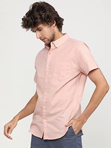 Image of Ketch Men's Cotton Slim Fit Solid Half Sleeve Shirt