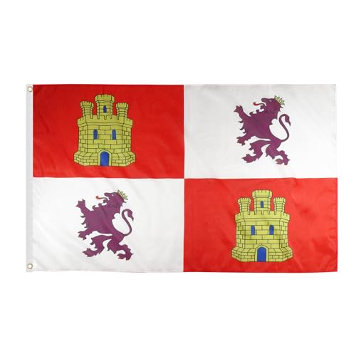 AZ FLAG - Bandeira Castela e Leão - 90 x 60 cm - Bandeira Castelhano-leonesa 100% Poliéster com Ilhós de Metal Integrados - 50 g - Cores Vivas e Resistente à Descoloração