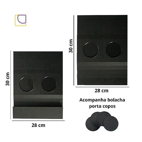 Kit 2 Esteira De Sofá Porta Controle + Porta Copos Preto