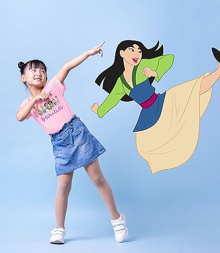 Image of Disney Princess Girls T-Shirt (Sets) Jasmine Ariel Tiana Snow White Belle Rapunzel Cinderella Mulan Aurora Moana Clothes