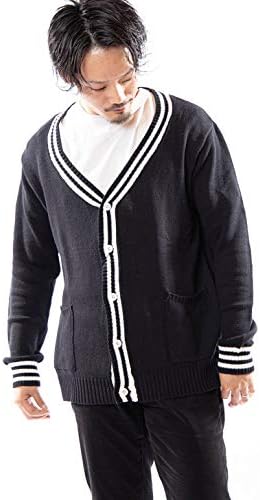 Amazon スコーネ Skkone カーディガン メンズ 黒 白 ベージュ チルデンカーディガン チルデンセーター チルデンニット ニットセーター トップス アウター カジュアル 綿 コットン お洒落 カーディガン 通販