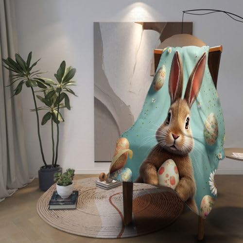 Manta Polar 220 x 240 Conejo Amarillo, Mantas de Franela Mantilla para Cama 135/150, Microfibra Manta de Viaje Multiuso para Oficina Niños y Adultos, 220x240 cm A167