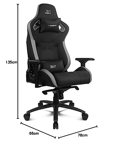 DRIFT DR600 -DR600BGRAY - Sedia da gioco professionale, similpelle, braccioli 4D, pistone di classe 4, meccanismo a rana, inclinazione, rotazione, cuscinetto lombare/cervicale, nero/grigio - Sedia gaming - Immagine 8