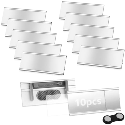 Set di Targhette Magnetiche: Riceverai 10 targhette magnetiche in alluminio (70x30 mm) per uso quotidiano, eventi aziendali e varie occasioni. Questi badge identificativi uniscono design funzionale e chiara visibilità delle informazioni, facilitando la comunicazione efficace in ogni contesto.