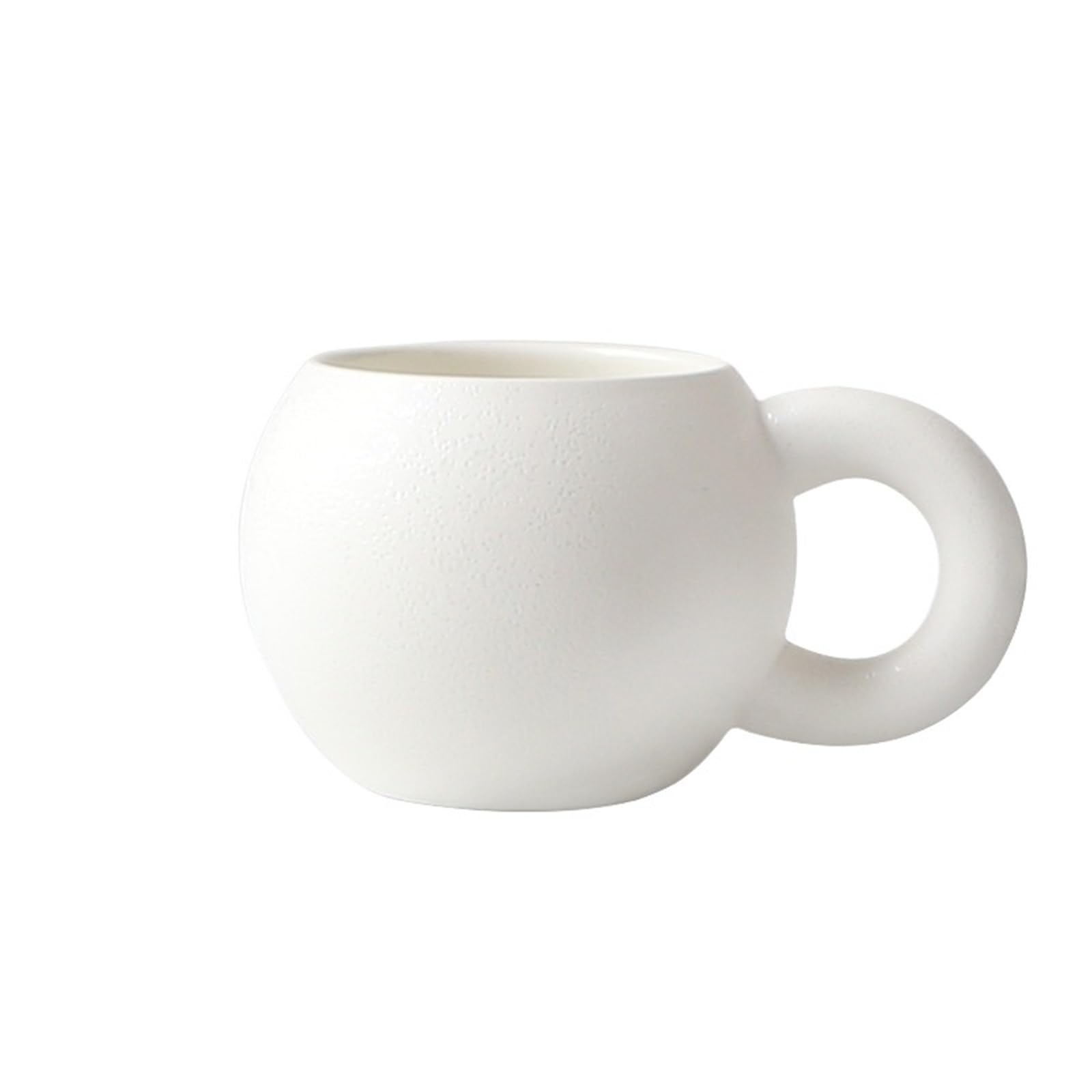 HLHLOP777 Coffee Mugs Chubby Mug Cute Ceramic Handle Matte Frosted Coffee Coffee Cup(White)