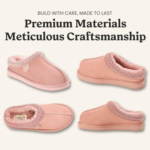 Image of Fireside by Dearfoams Women's Greta Genuine Shearling Clog Slippers, 100% Natural Suede Clogs for Outdoor & Indoor
