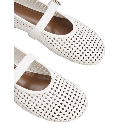 Women Ballerina Shoes Mesh Flats Fishnet Buckle Strap Mesh Ballet Flats4