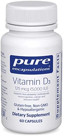 Pure Encapsulations Vitamin D3 125 mcg (5,000 IU) | Supplement to Support Bone, Joint, Breast, Heart, Colon and Immune Health* | 60 Capsules