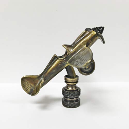 Image of Lamp Finial-Airplane-Aged Brass Finish, Highly Detailed Metal Casting