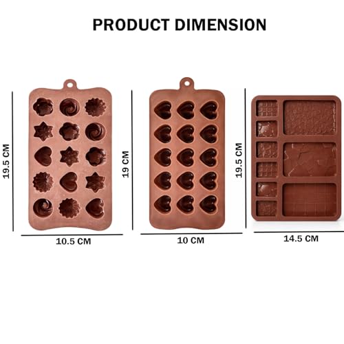 Image of Signamio 3 Pcs Chocolate Mould Set - Heart Shape & Multi Design, | Chocolate Mould Silicone for Candy Making | Durable Chocolate Silicone Mould for Creative Desserts