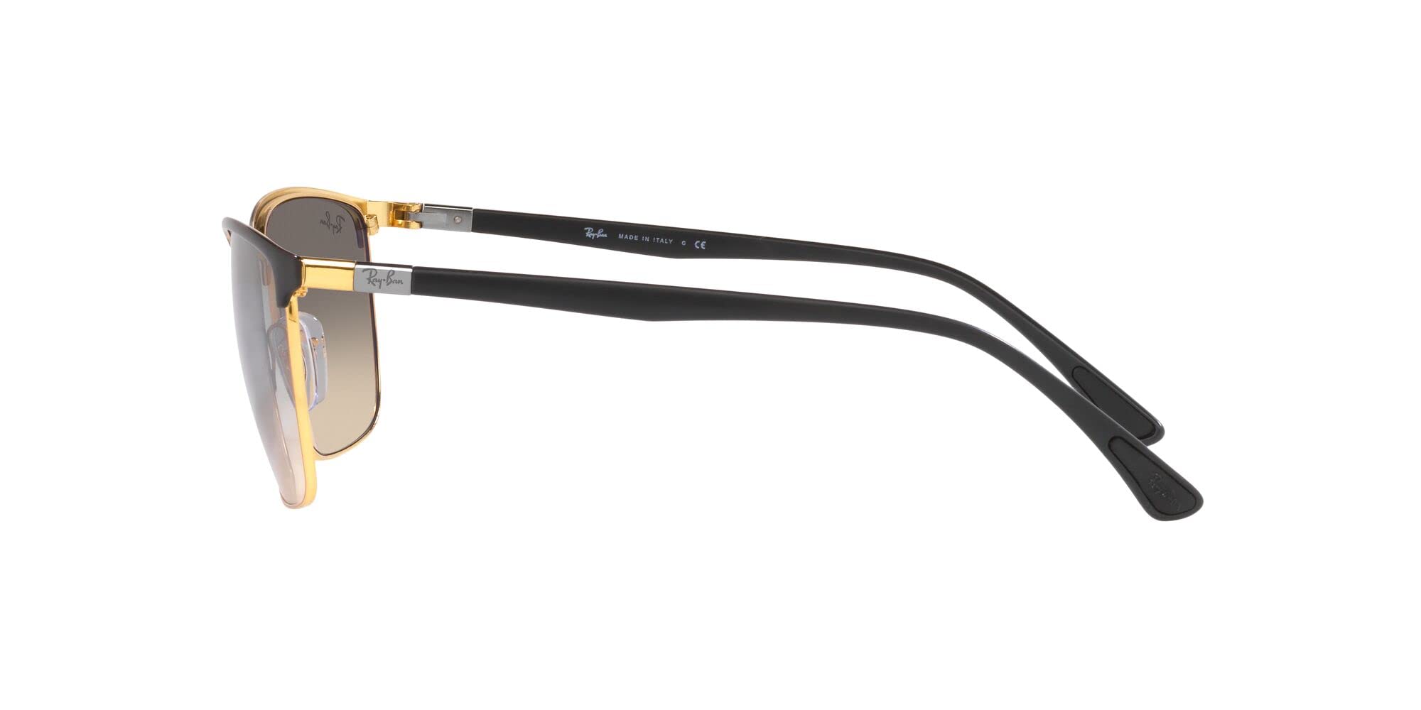 Ray-Ban RB3686 kwadratowe okulary przeciwsłoneczne - 57 mm, Czarny na złotym/przezroczysty gradient szary, 57 mm