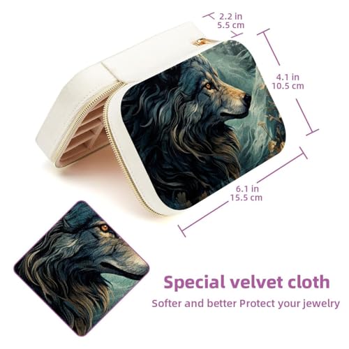 Rangement bijoux loup double couche filles pour bagues et colliers